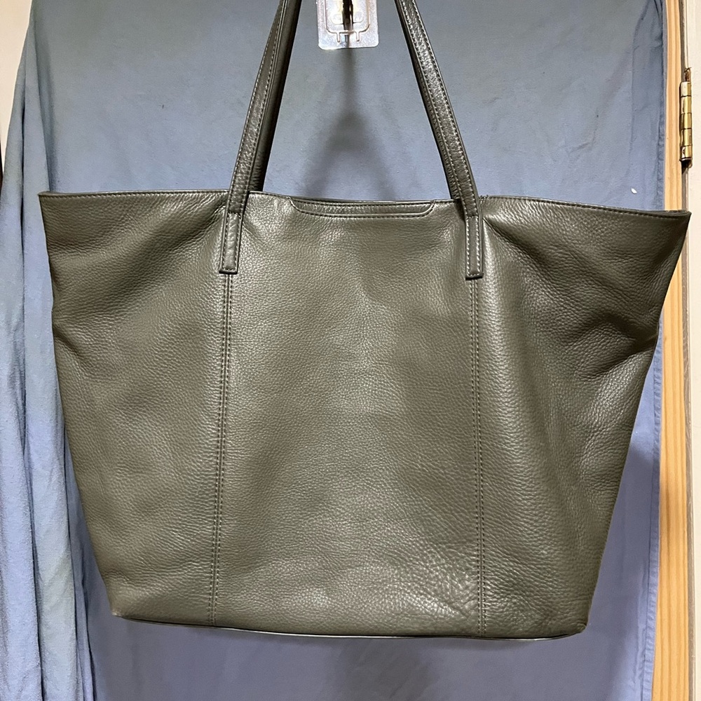 HOBO Olive Green Kingston Leather Tote Bag size XL